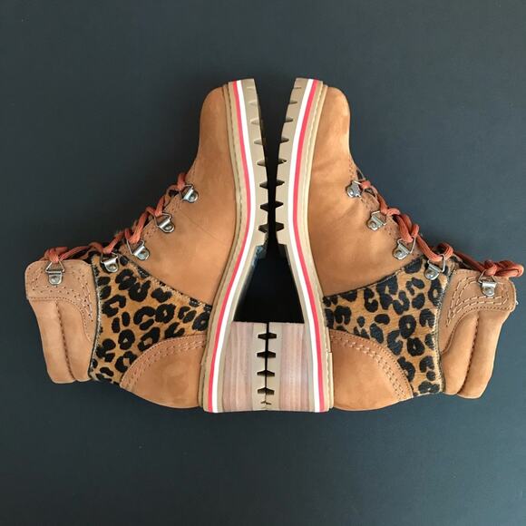 SCHUTZ Keida Leopard Calf Hair Hiking Boots - Picture 8 of 10